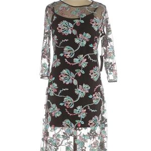 Lulu's long gown, embroidered overlay w black min